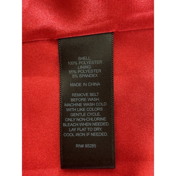 Strapless Red Mini Dress With Belted Waist And Side Pockets Size XS - Picture 8 of 8